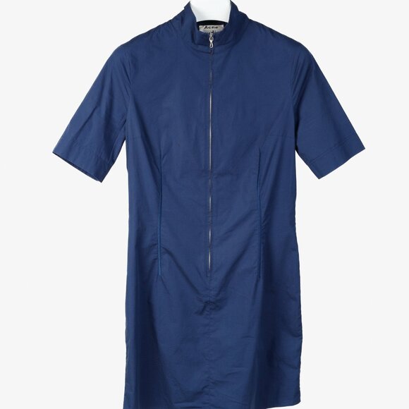 Acne Studios SS/16 Rane Blue Poplin Full-Zip Mini Dress - Picture 1 of 9